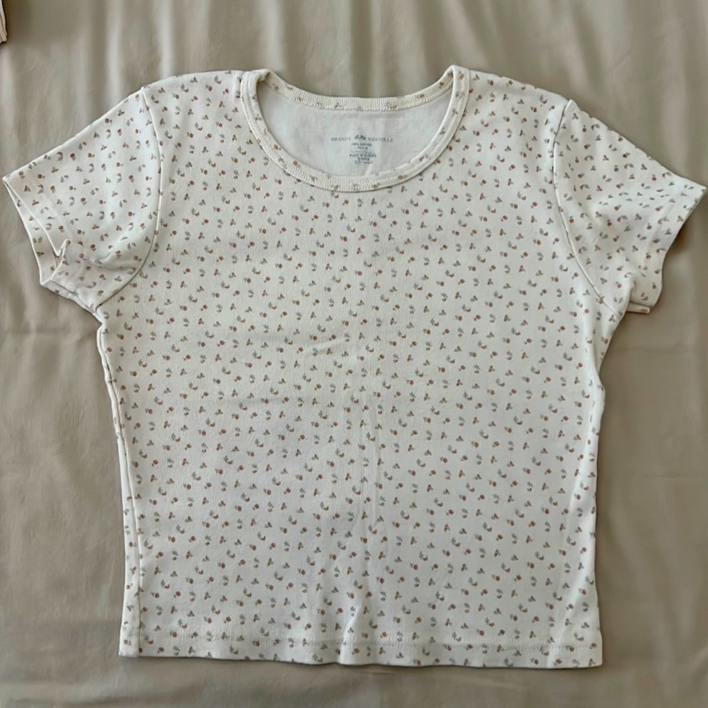 Brandy Melville shirt barely worn light beige with flowers